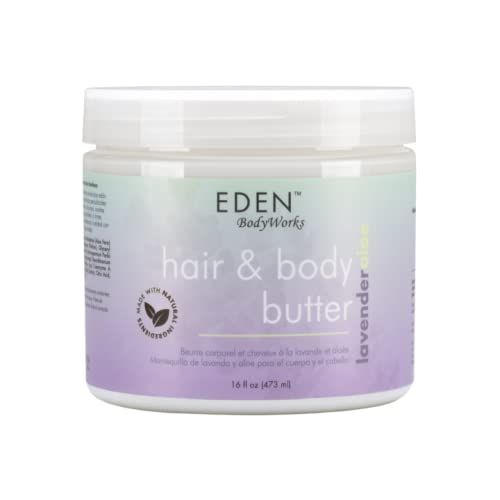 EDEN BodyWorks Lavender Aloe Hair + Body Butter (16 oz) - Natural Moisturizer - Hydrate, Calm and Soothe Hair &amp; Skin