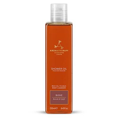 Aromatherapy Associates Rose Shower Oil. Soothing Blend of Rose, Geranium and Palmarosa Essential Oils to Cleanse, Nourish and Moisturize (8.45 fl oz)