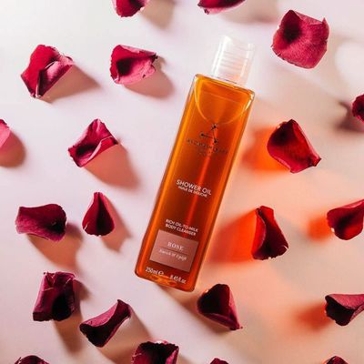 Aromatherapy Associates Rose Shower Oil. Soothing Blend of Rose, Geranium and Palmarosa Essential Oils to Cleanse, Nourish and Moisturize (8.45 fl oz)