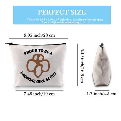 GJTIM Brownie Scout Makeup Bag Scoutmaster Gift Brownie Scout Zipper Pouch Scout Leader Troop Leader Gift(Brownie Scout Bag)