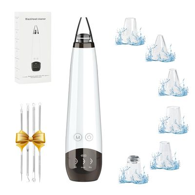 Blackhead Remover Pore Vacuum Cleaner - 6 Probes 3 Adjustable Suction Power,USB Rechargeable Blackhead Vacuum Kit Electric Acne Extractor Tool for Adult (Off White)