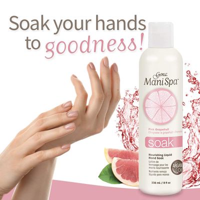 Gena Mani Spa Liquid Hand Soak | Softens, Moisturizes Hands, Nails, and Cuticles For Great Manicure Pre Treatment | Made in the USA |Grapefruit Scent |8 Oz