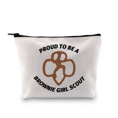 GJTIM Brownie Scout Makeup Bag Scoutmaster Gift Brownie Scout Zipper Pouch Scout Leader Troop Leader Gift(Brownie Scout Bag)