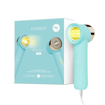 FOREO Peach 2 go IPL Hair Removal Device - Travel-Friendly Permanent Hair Removal - Laser Hair Removal - Body &amp; Face - Painless Hair Removal - Skin Cooling &amp; Silicone Shield - Customizable Artic Blue