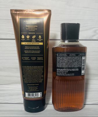 Bath &amp; Body Works Mahogany Teakwood Men's 3-in-1 Hair, Face &amp; Body Wash and Body Cream 2 Piece Set