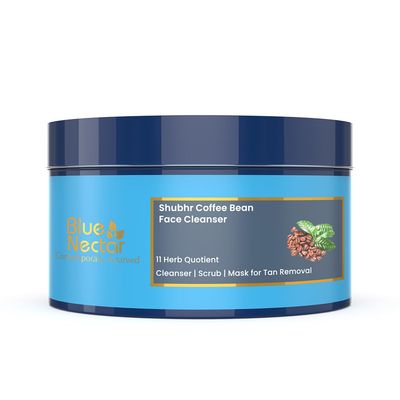 Blue Nectar Coffee Bean Natural Cleanser, 3-in-1 Cleanser, Face Scrub &amp; Face Pack for Skin Repairing &amp; De tan Removal, 100% Natural with Multani Mitti Powder (3.52 Oz11 Herbs)