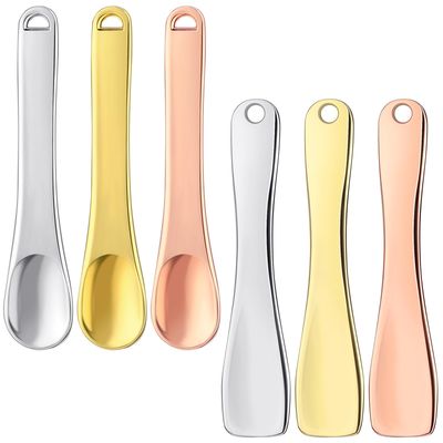 Giantree 6 Pcs Metal Makeup Spatula, Skin Care Makeup Spoons Mini Face Spatula Skincare Applicator for Beauty Cosmetics Lotion Mask Creams Stick Tiny Scoop