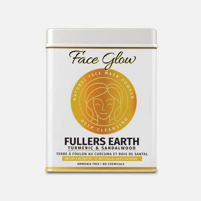 Face Glow- Fullers Earth w/Turmeric &amp; Sandalwood- 12 Individual Sachets of Multani Mitti (10 gm each)- Reusable Brush &amp; Tray Included- Timeless Radiance- Face Mask for Healthy Looking Skin- Chemical