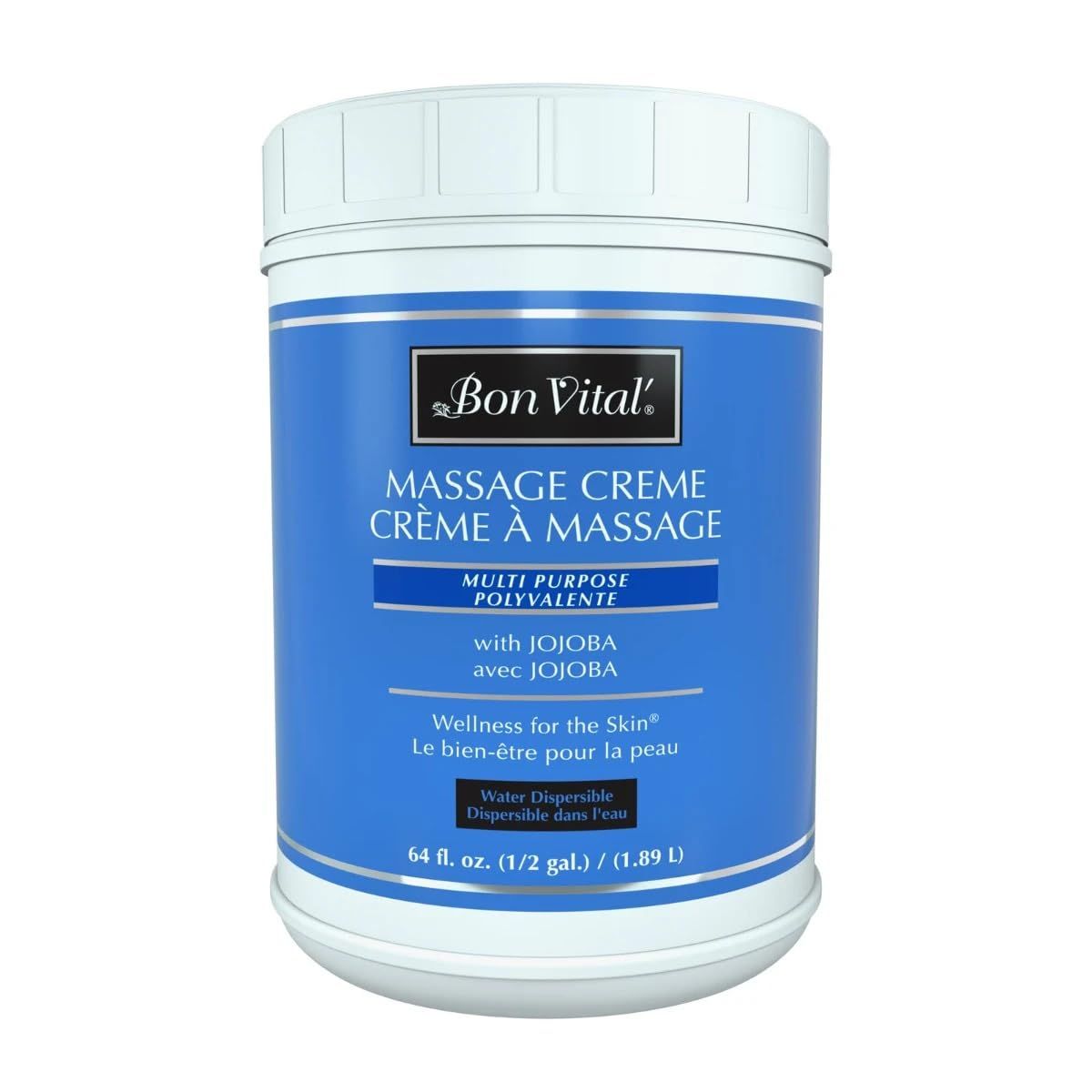 Bon Vital&#39; Multi-Purpose Massage Creme, Professional Massage Cream with Aloe Vera to Relax Sore Muscles, Increase Circulation &amp; Repair Dry Skin, Full Body Massage Moisturizer Cream, 1/2 Gallon Jar