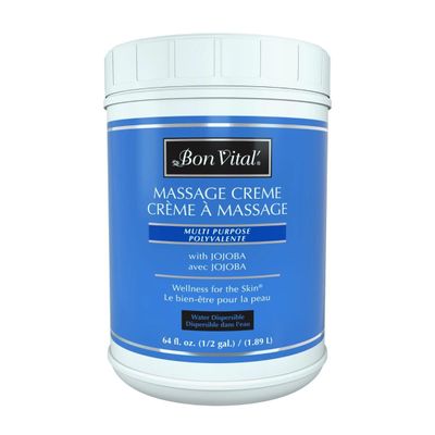 Bon Vital&#39; Multi-Purpose Massage Creme, Professional Massage Cream with Aloe Vera to Relax Sore Muscles, Increase Circulation &amp; Repair Dry Skin, Full Body Massage Moisturizer Cream, 1/2 Gallon Jar