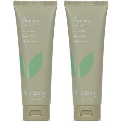 BioClarity Face Cleanser | 100% Vegan, Gentle Wash with Cucumber, Green Tea, and Chamomile, for Sensitive Oily Skin. Natural Ingredients (Set of Two 4oz Cleansers)