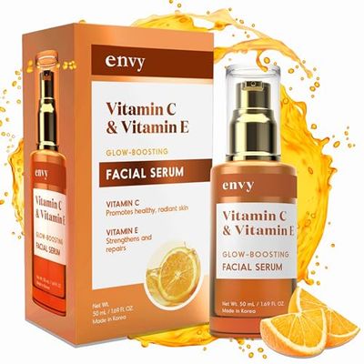 Envy Vitamin C Serum with Vitamin E &amp; Glycerin - Skin, Dark Spot Reduction &amp; Anti-Aging, Dermatologist Tested, Hydrating Glass Skin Serum - Cruelty-Free for All Skin Types - 1.69 Oz