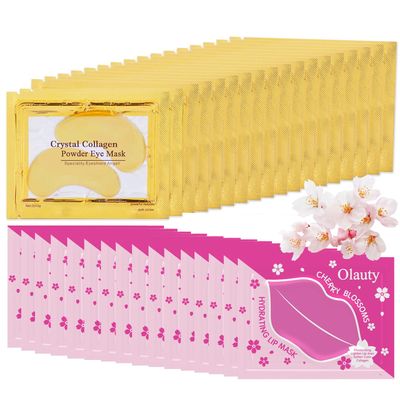 30 Pairs Lip Masks &amp; Eye Masks, 24K Gold Gel Crystal Collagen Under Eye Patches for Puffy Eyes, Dark Circles and Wrinkles, Moisturizing Nourishing Collagen Lip &amp; Eye Mask Set for Women Men