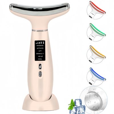 Facial and Neck Massag,erelectric face Lifting, Vibration,Cooling and Warm Functions Skin Care,face Sculpting Tool,Lifts and Tightens Sagging Skin for Anti-Aging (Flower Pink)