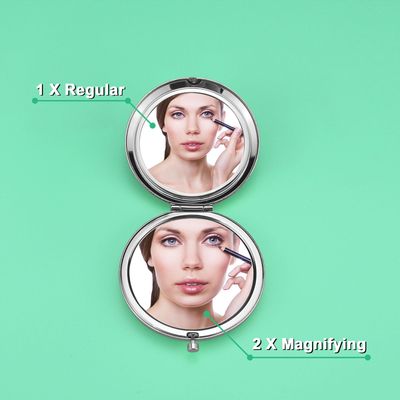 Godmother Gift Compact Makeup Mirror Appreciation Gifts for Godmother Baptism Gifts Christian Gifts Folding Makeup Mirror Birthday Mother's Day for Godmother Aunt Gifts (Silver)