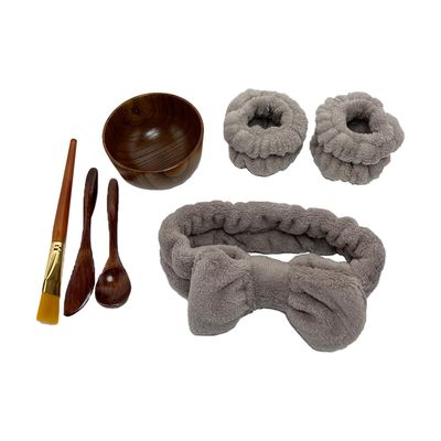 BEECO GIF2U Skincare Face Mask Mixing Bowl Set,Makeup Skin Care Products for Clay Mask,Home DIY Beauty &amp; Personal Care Tools Kit Wood Bowl,Spatula,Spoon,Brush,Facial Headband,Wrist Washband
