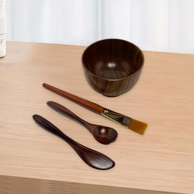 BEECO GIF2U Skincare Face Mask Mixing Bowl Set,Makeup Skin Care Products for Clay Mask,Home DIY Beauty &amp; Personal Care Tools Kit Wood Bowl,Spatula,Spoon,Brush,Facial Headband,Wrist Washband