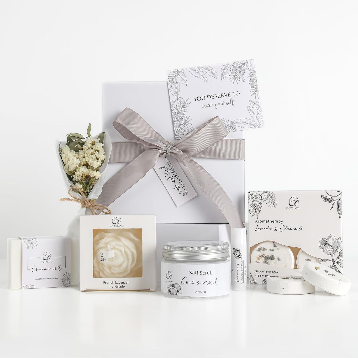 EXTALOW Spa Gifts for Women Bath and Body Gift Basket Valentines Day Gifts Coconut Lavender Home Spa Set Self Care Gift for Mom Sister Her Wife Birthday Gifts Spa Kit Care Package Thank You Gift