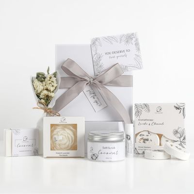 EXTALOW Spa Gifts for Women Bath and Body Gift Basket Valentines Day Gifts Coconut Lavender Home Spa Set Self Care Gift for Mom Sister Her Wife Birthday Gifts Spa Kit Care Package Thank You Gift