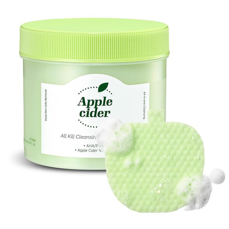 Ariul Apple Cider All Kill Cleansing Bubble Pads, One Apple pad For Quick and Easy Skin Cleansing, Pore Care Deep Cleansing, 60 Counts, 150ml / Net 5.07 fl. oz.
