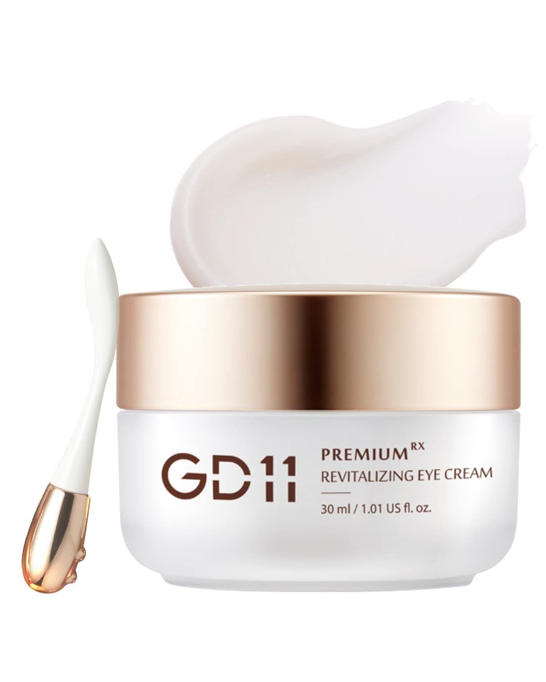 GD11 Premium RX Revitalizing Eye Cream with Metal Massager | Anti-Aging &amp; Anti-Wrinkle Cream That Firms and Lifts the Eye Area with Stem Cell Extract, Shea Butter &amp; Hyaluronic Acid, 1.01 oz.