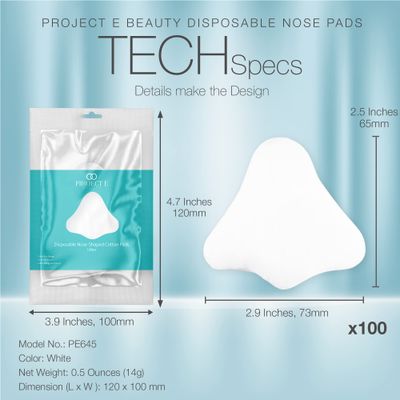 100pcs Disposable DIY Non-Woven Nose Mask Paper by Project E Beauty | Cotton Nose Care Mask | For Skincare & Spa Salon Use | Nose Paper for Toner, Serum, or Lotion (100, Nose Shaped)