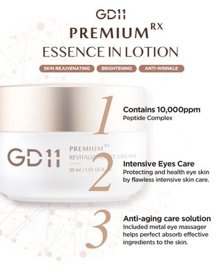 GD11 Premium RX Revitalizing Eye Cream with Metal Massager | Anti-Aging & Anti-Wrinkle Cream That Firms and Lifts the Eye Area with Stem Cell Extract, Shea Butter & Hyaluronic Acid, 1.01 oz.