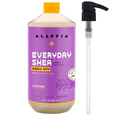 Alaffia Bubble Bath for Women, Lavender, Pump Included - Everyday Shea Butter Formula with Wild Yam, 32 Fl Oz