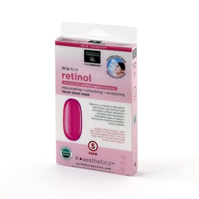 Earth Therapeutics Retinol Facial Sheet Mask Moisturize &amp; Replenish your Face - Preserve Skin