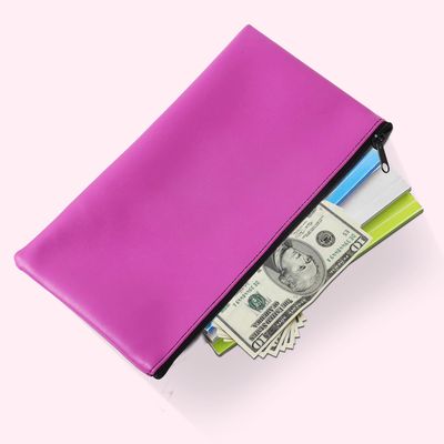 CarryEpic Makeup Bag for Purse, PU Leather Pouch Bags for Cosmetic Purse Cute Make Up Toiletry Pouch for Skincare Travel Purses Traveling Storage Organizer with Zipper for Women Rose Red