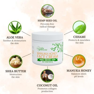 Face Moisturizer for Dry Skin - Facial Moisturizer for Women &amp; Men - Dry Skin Face Moisturizer with Manuka Honey, Aloe Vera &amp; Cehami - Soothing &amp; Redness Relief Face Creams for Sensitive Skin &amp; Eczema