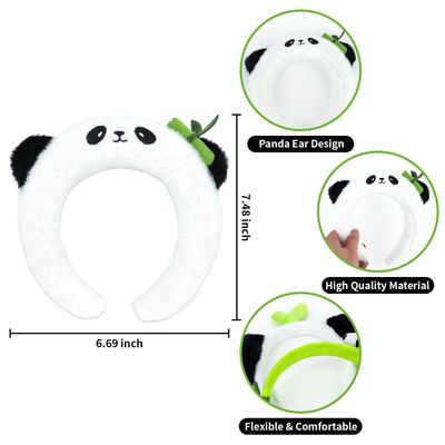 CURASA Cute Headbands for Women Girls Panda Headband for Washing Face Kawaii Animal Headband for Kids White Hairbands for Women's Hair Plush Makeup Headband Spa Head Band for Skincare Hair Accessories