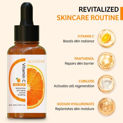 Best Vitamin C Serum for Face with Vitamin E, Retinol & Hyaluronic Acid - Anti Aging Serum Erase Fine Lines, Dark Spots, Wrinkles, Face Moisturizer & Brighten - All Skin Types of Men & Women | 1Fl Oz