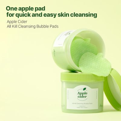 Ariul Apple Cider All Kill Cleansing Bubble Pads, One Apple pad For Quick and Easy Skin Cleansing, Pore Care Deep Cleansing, 60 Counts, 150ml / Net 5.07 fl. oz.