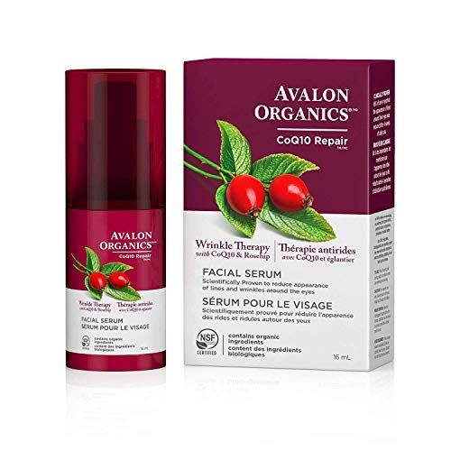 Avalon Organics Facial Serum, Wrinkle Therapy with CoQ10 &amp; Rosehip, 0.55 Oz