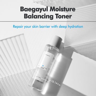 Baegayul Moisture Balancing Toner for Face - Korean Facial Hydrating &amp; Soothing, Exfoliating PHA for Sensitive Skin, Sulfate-Free, Low pH, Gentle Botanical Ingredients (300ml, 10.14fl oz)