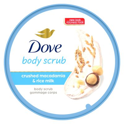 Dove Scrub Macadamia &amp; Rice Milk Reveals Visibly Smoother Skin Body Scrub That Nourishes Skin 10.5 oz