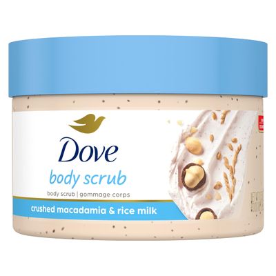 Dove Scrub Macadamia &amp; Rice Milk Reveals Visibly Smoother Skin Body Scrub That Nourishes Skin 10.5 oz