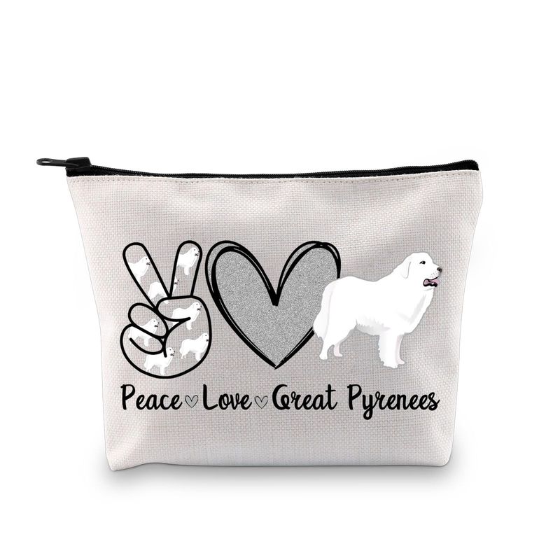 BDPWSS Great Pyrenees Bag Great Pyrenees Dog Lover Gift Dog Mom Gift Peace Love Great Pyrenees Makeup Bag (Peace Great Pyrenees bag)