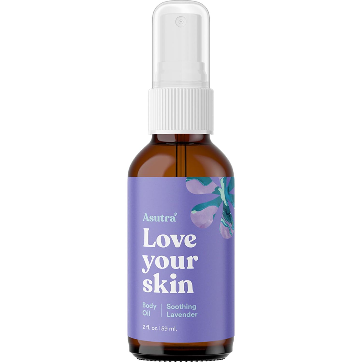 ASUTRA Lavender Body Oil, 2 oz - Coconut Oil and Organic Lavender Essential Oil, Smooth and Silky Body Oil, Soothes and Hydrates Skin