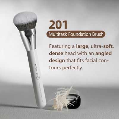 ALBEAUT 201 Angled Foundation Brush for Flawless Makeup Application Professional Liquid, Cream Powder Foundation Brush with Dense Bristles - Contoured for Precise Blending and Buffing