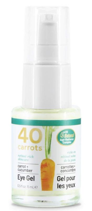 40 Carrots Carrot &amp; Cucumber Eye Gel with Retinol for All Skin Types - Smooths Fine Lines &amp; Reduces Wrinkles, Crow&#39;s Feet, Dark Circles, Under Eye Bags | Paraben Free (0.5 fl oz)