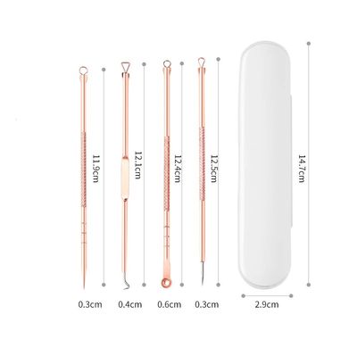 2 Sets(8pcs) Stainless Steel Rose Gold Blackhead Needle Kit Acne Extractor Remover Tool Set Best for Gilrs Women and Men Facial Care Skin Protect