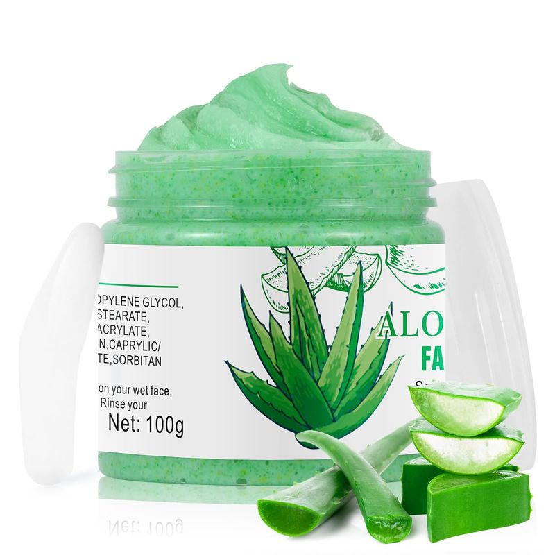 Facial Scrub Aloe Vera Face Scrub, Facial Exfoliating Scrub, Exfoliating Face Wash,Deep Cleansing Facial Exfoliator,Face Scrub Exfoliating for Blackhead, Facial Cleanser for Acne