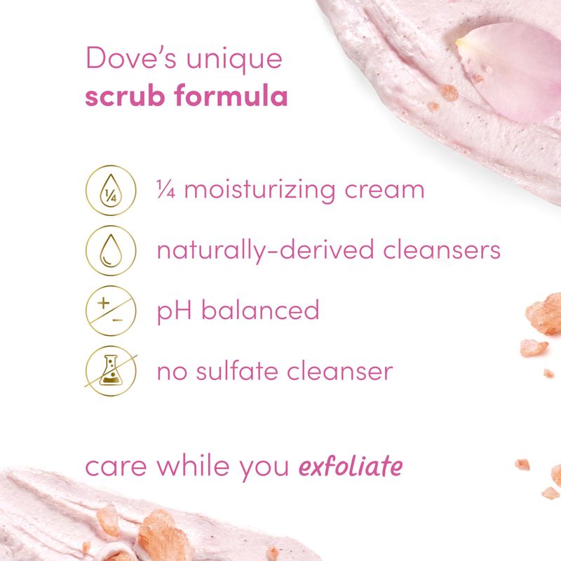 Dove Body Scrub Himalayan Salt &amp; Rose Oil 3 Count for Visibly Silky-Smooth, Nourished Skin, with  Moisturizing Cream, 10.5 oz