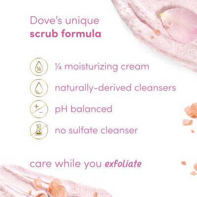 Dove Body Scrub Himalayan Salt &amp; Rose Oil 3 Count for Visibly Silky-Smooth, Nourished Skin, with  Moisturizing Cream, 10.5 oz