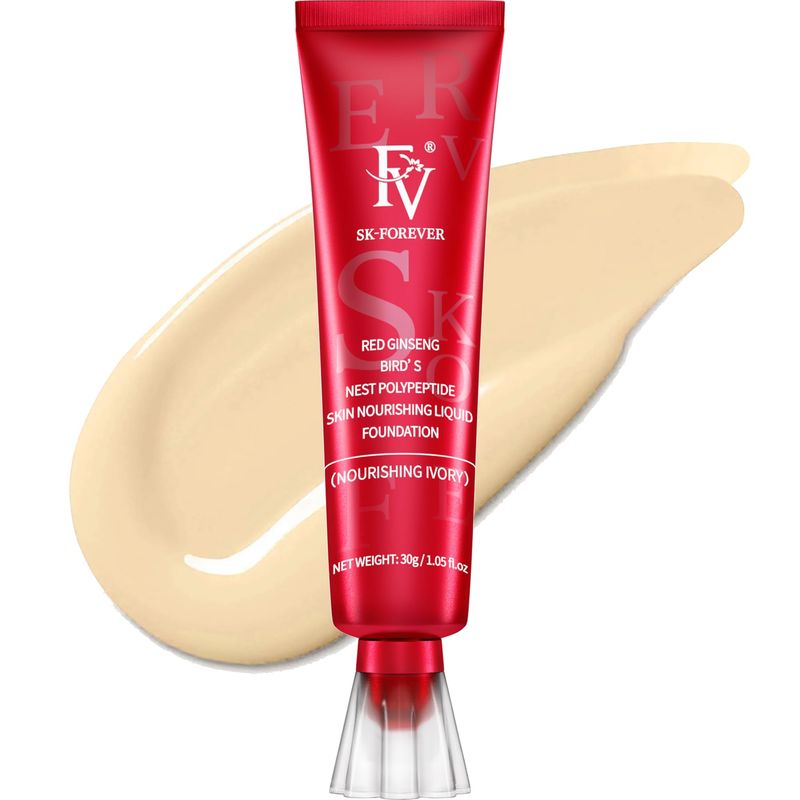 FV Waterproof Liquid Foundation, Dewy Finish Long Lasting Lightweight Medium Coverage Face Makeup for Normal &amp; Dry Skin, Cruelty Free, Ivory, 30ml