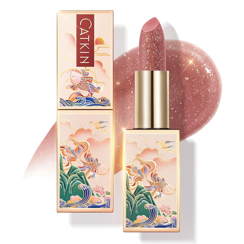 CATKIN Tinted Lip Balm Glitter Lip Stain Ultra Hydrating Lip Moistrurizer Chapstick with Vitamin E Nourishing For Cracked &amp; Dry Lips 0.12 oz C15 Destiny - Wine Red