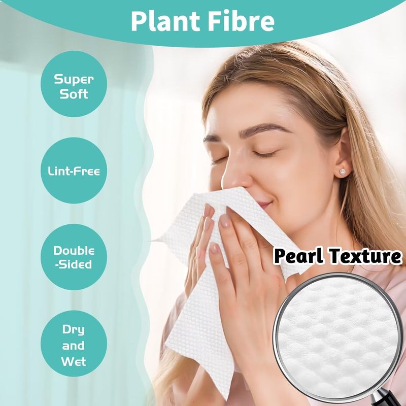 Ditoi Face Towels, 10"12" Disposable Face Towel, Ultra Thick Face Towelettes, Soft Facial Cloths, Makeup Remover Dry Wipes, 50 Count (1Pack)