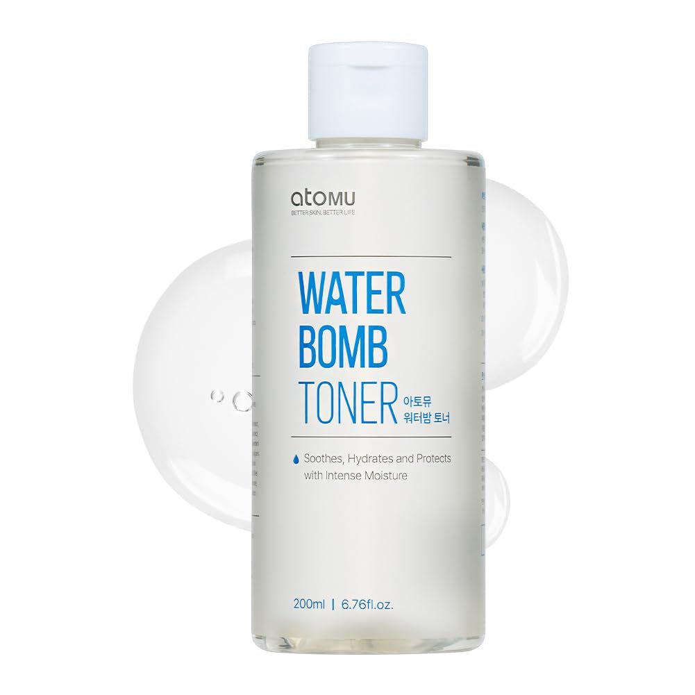 Atomu Water Bomb Toner, Moisturizing Soothing Mildly Acid Toner, Hypoallergenic, Exfoliating, Hydration Boost (6.76 fl.oz.)